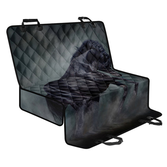 Black Stallion Horse Print Pet Car Back Seat Cover