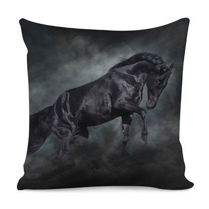 Black Stallion Horse Print Pillow Cover
