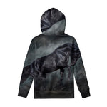 Black Stallion Horse Print Pullover Hoodie