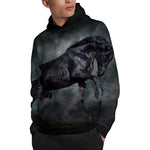 Black Stallion Horse Print Pullover Hoodie