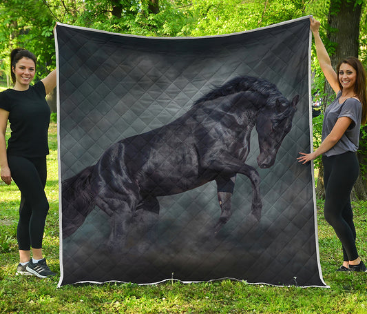 Black Stallion Horse Print Quilt