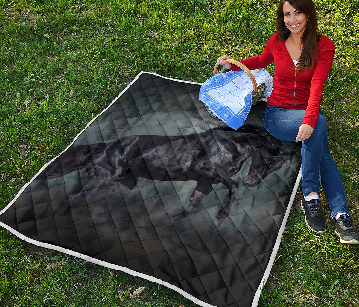Black Stallion Horse Print Quilt