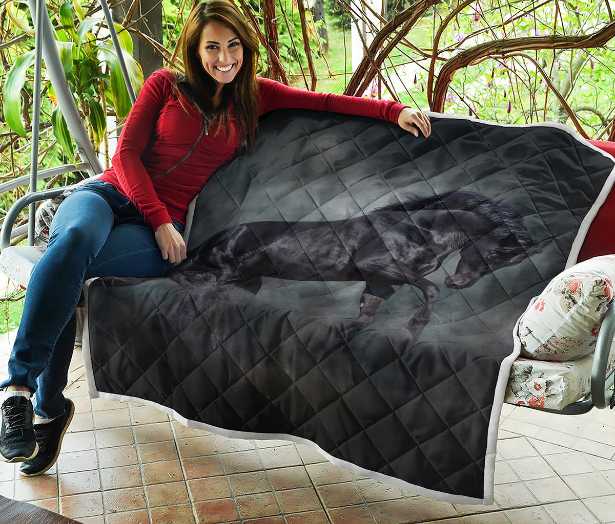 Black Stallion Horse Print Quilt