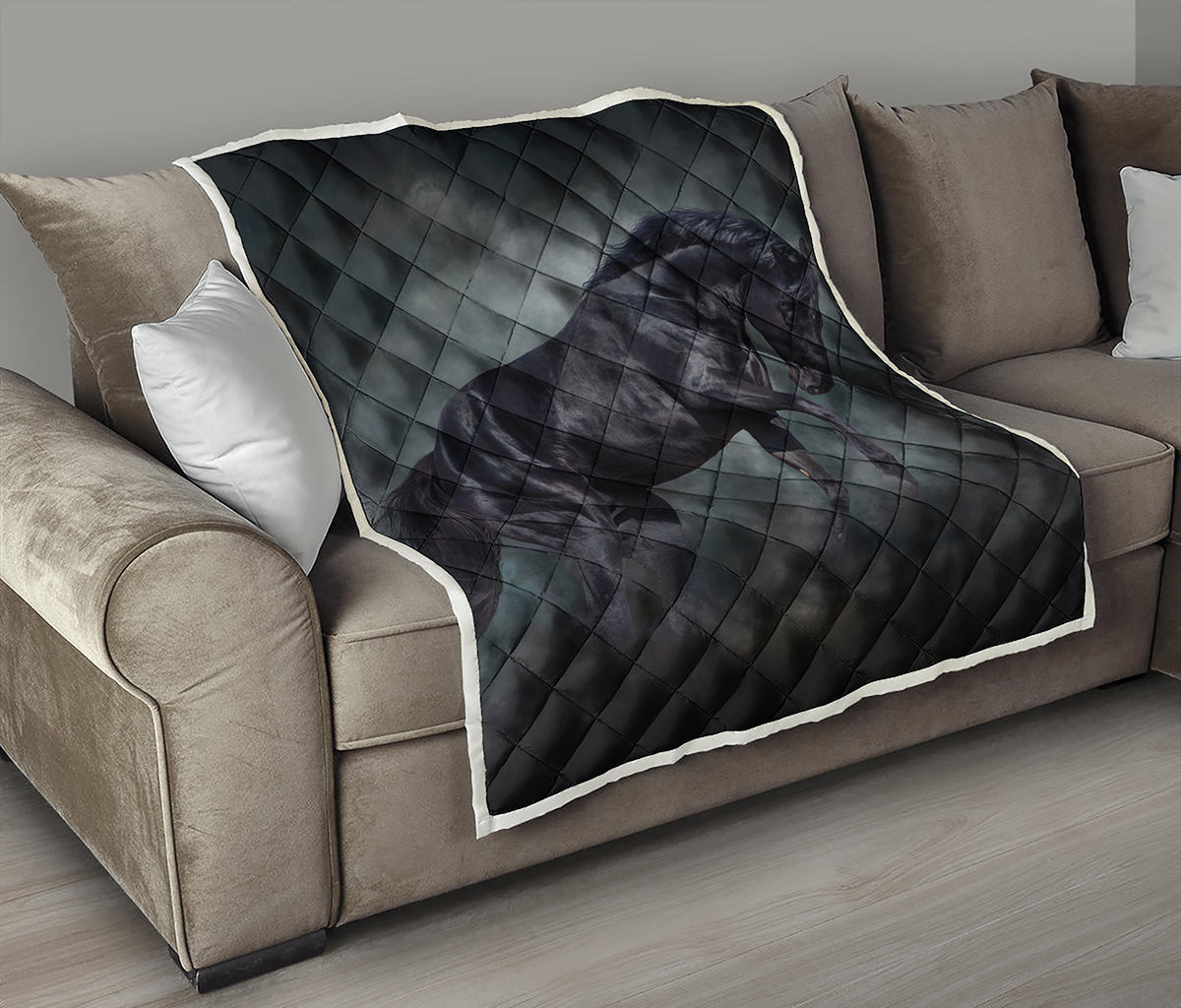 Black Stallion Horse Print Quilt