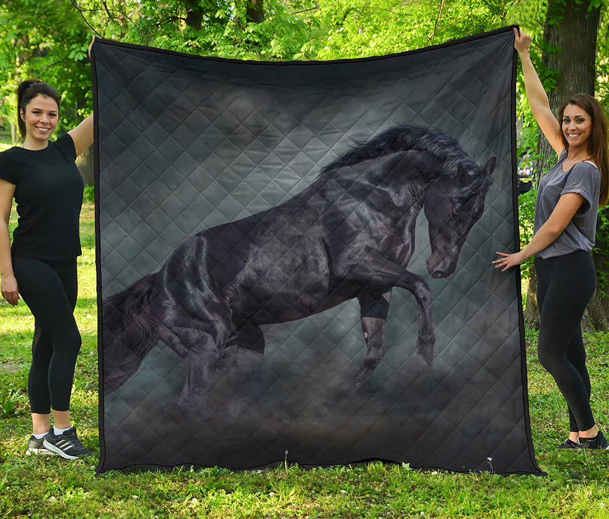 Black Stallion Horse Print Quilt