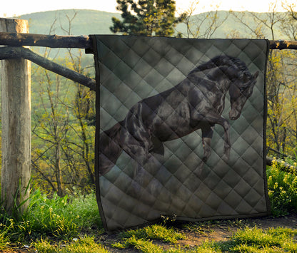 Black Stallion Horse Print Quilt