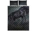 Black Stallion Horse Print Quilt Bed Set