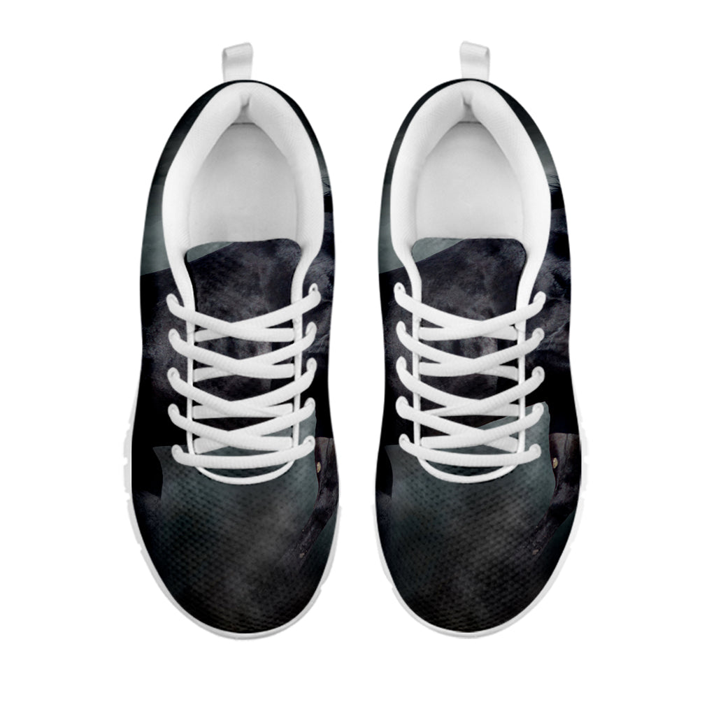 Black Stallion Horse Print White Sneakers