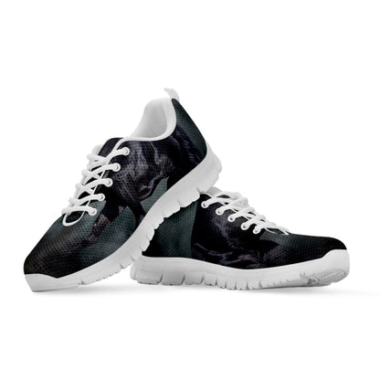 Black Stallion Horse Print White Sneakers