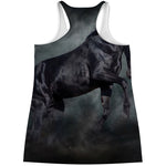 Black Stallion Horse Print Women's Racerback Tank Top