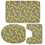 Black Striped Banana Pattern Print 3 Piece Bath Mat Set