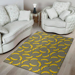 Black Striped Banana Pattern Print Area Rug