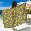 Black Striped Banana Pattern Print Beach Sarong Wrap