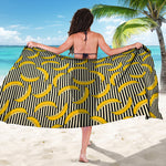 Black Striped Banana Pattern Print Beach Sarong Wrap