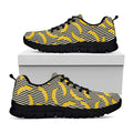 Black Striped Banana Pattern Print Black Running Shoes
