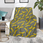 Black Striped Banana Pattern Print Blanket