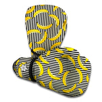 Black Striped Banana Pattern Print Boxing Gloves
