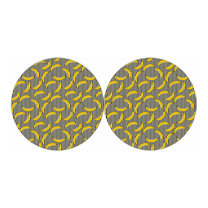 Black Striped Banana Pattern Print Car Coasters