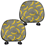 Black Striped Banana Pattern Print Car Headrest Covers