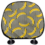 Black Striped Banana Pattern Print Car Headrest Covers