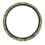 Black Striped Banana Pattern Print Car Steering Wheel Cover