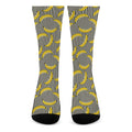 Black Striped Banana Pattern Print Crew Socks