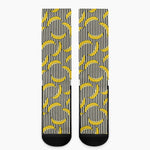 Black Striped Banana Pattern Print Crew Socks