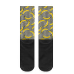 Black Striped Banana Pattern Print Crew Socks