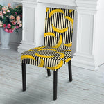 Black Striped Banana Pattern Print Dining Chair Slipcover