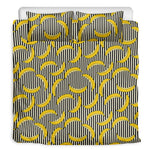 Black Striped Banana Pattern Print Duvet Cover Bedding Set