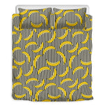 Black Striped Banana Pattern Print Duvet Cover Bedding Set