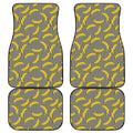 Black Striped Banana Pattern Print Front and Back Car Floor Mats