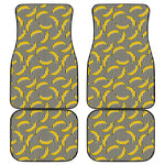 Black Striped Banana Pattern Print Front and Back Car Floor Mats