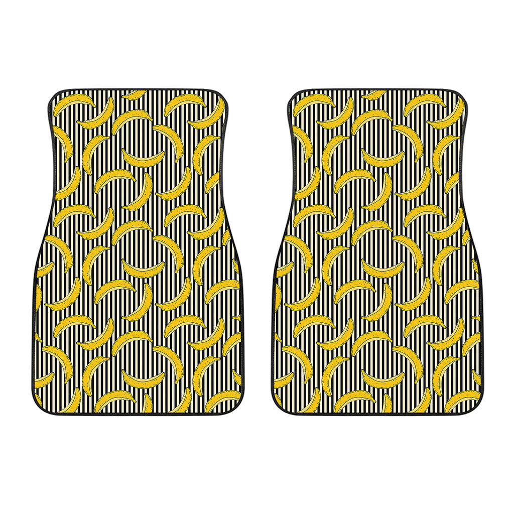 Black Striped Banana Pattern Print Front Car Floor Mats