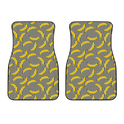Black Striped Banana Pattern Print Front Car Floor Mats