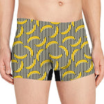 Black Striped Banana Pattern Print Men's Boxer Briefs