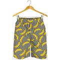 Black Striped Banana Pattern Print Men's Shorts