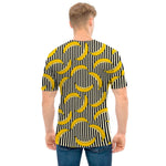 Black Striped Banana Pattern Print Men's T-Shirt