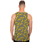 Black Striped Banana Pattern Print Men's Tank Top