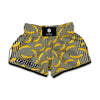 Black Striped Banana Pattern Print Muay Thai Boxing Shorts