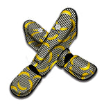 Black Striped Banana Pattern Print Muay Thai Shin Guard