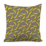 Black Striped Banana Pattern Print Pillow Cover
