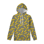 Black Striped Banana Pattern Print Pullover Hoodie