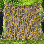 Black Striped Banana Pattern Print Quilt