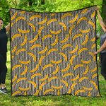 Black Striped Banana Pattern Print Quilt