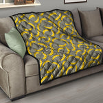 Black Striped Banana Pattern Print Quilt