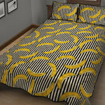 Black Striped Banana Pattern Print Quilt Bed Set