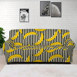 Black Striped Banana Pattern Print Sofa Cover