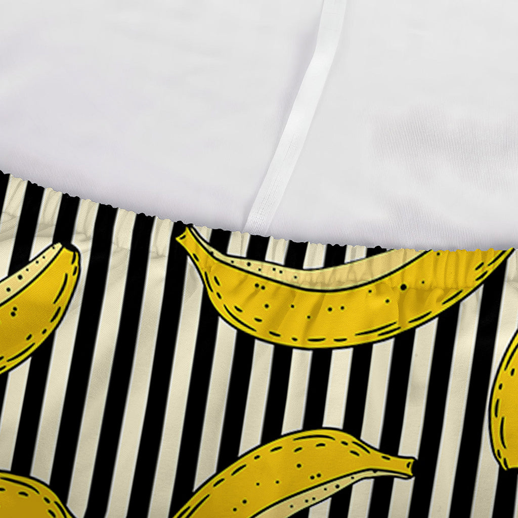 Black Striped Banana Pattern Print Sofa Cover
