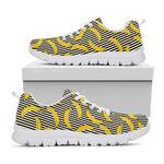 Black Striped Banana Pattern Print White Sneakers